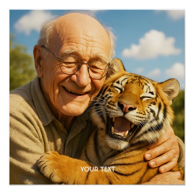 Fantasy Süßer Tiger Alter Mann Poster (Vorderseite)