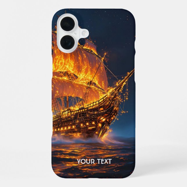Fantasy Süßes Feuerschiff Meer iPhone 16 Plus Hülle (Rückseite)
