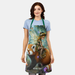 Fantasy süßes Mädchen reitet auf einem Panda Schürze