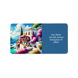 Fantasy Süßes Meer Villa Haus Adressaufkleber