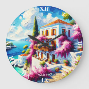 Fantasy süßes Meer-Villa-Haus Große Wanduhr