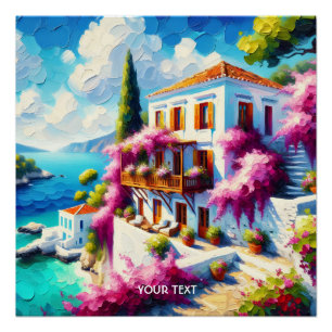 Fantasy süßes Meer-Villa-Haus Poster