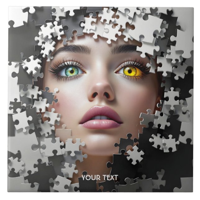 Fantasy süßes Puzzle Mädchen Gesicht  Fliese (Vorderseite)