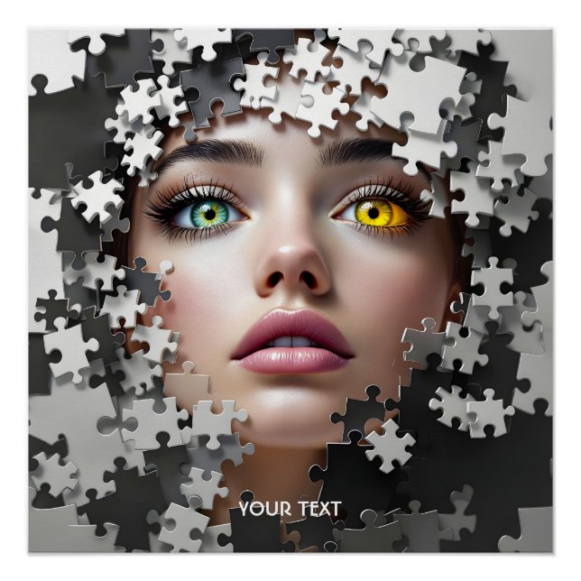 Fantasy süßes Puzzle Mädchen Gesicht  Poster (Vorderseite)