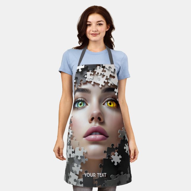 Fantasy süßes Puzzle Mädchen Gesicht  Schürze (Getragen)