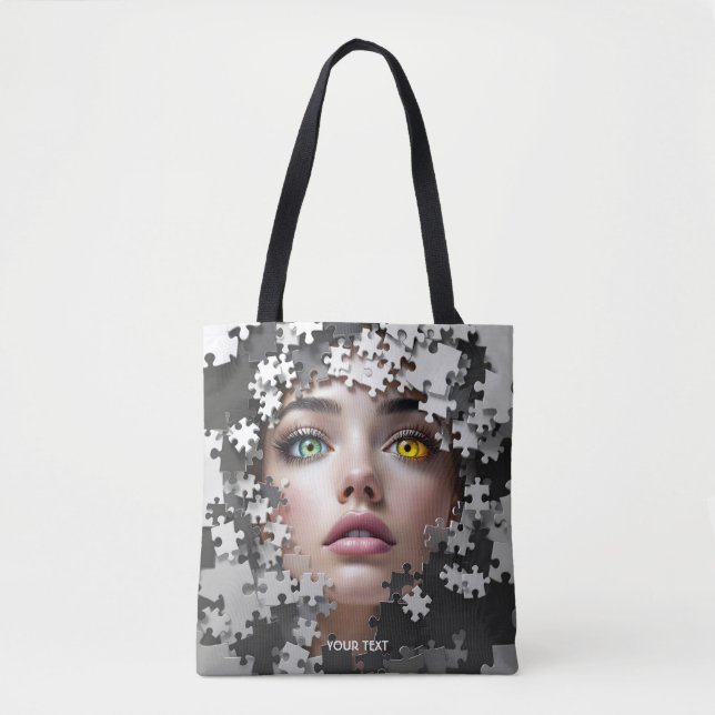 Fantasy süßes Puzzle Mädchen Gesicht  Tasche (Vorderseite)
