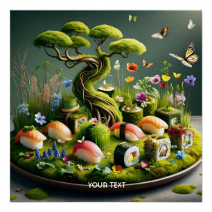 Fantasy Süßes Sushi Japanische Landschaft Poster