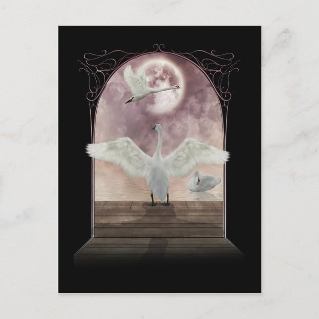Fantasy Swan Postcard Kunst Postkarte (Vorderseite)