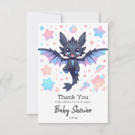 Fantasy Sweet Dragon Baby Dusche Dankeskarte