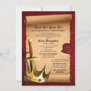 Fantasy Sword Crown Medieval Times Bar Mitzvah Einladung