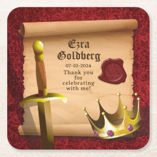 Fantasy Sword Crown Mittelalterlicher Ritter Bar M Rechteckiger Pappuntersetzer