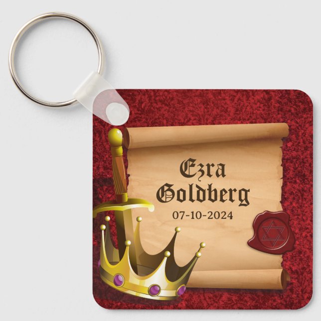 Fantasy Sword Crown Mittelalterlicher Ritter Bar M Schlüsselanhänger (Vorderseite)