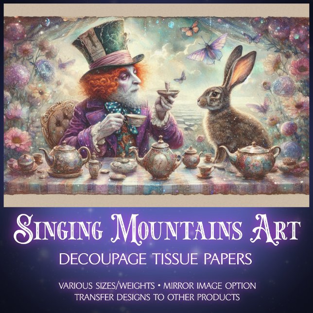 Fantasy Tea Party Wonderland Hatter Hare Decoupage Seidenpapier (Von Creator hochgeladen)