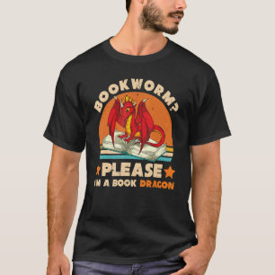 Fantasy-Tierbuch-Drache-Bücherwurm-Retro-Lesen T-Shirt