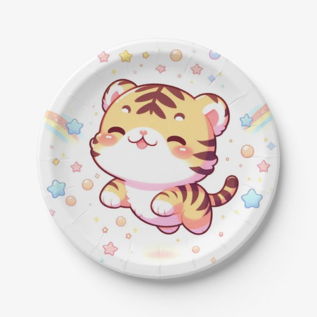Fantasy Tiger Baby Dusche Pappteller (Vorderseite)