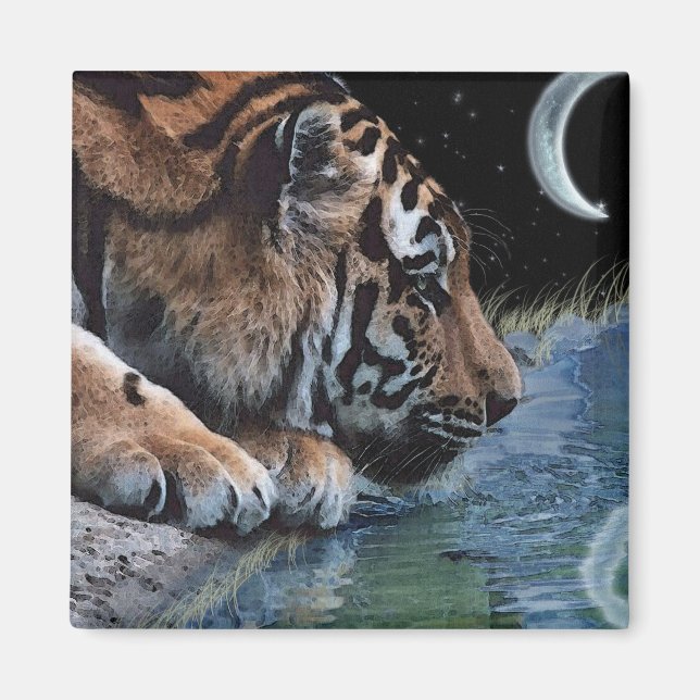 Fantasy Tiger & Moon Magnet (Vorne)