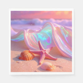 Fantasy-Traumstrand mit schöner rosa Seestern Serviette