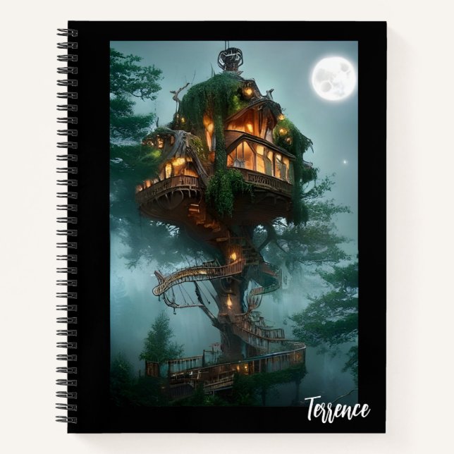 Fantasy Tree House Digital Artwork Bullet Journal Notizbuch (Vorderseite)