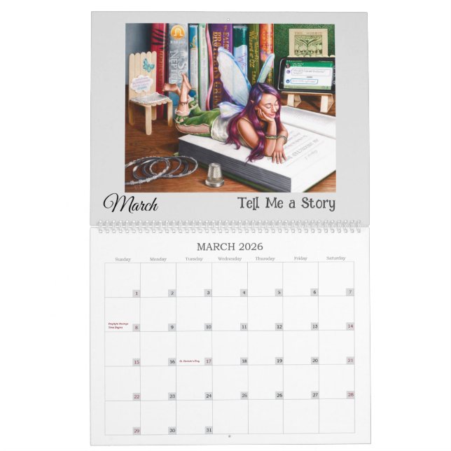 Fantasy trifft Realität große 12 Monate Kalender (Mär 2026)