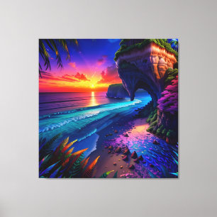 Fantasy Tropical Beach Vier Leinwanddruck