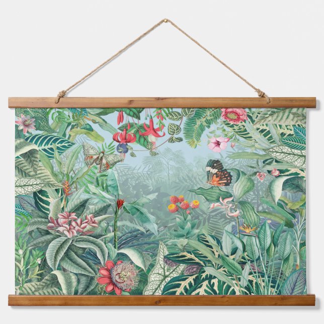 Fantasy Tropics Rainforest Wandteppich Mit Holzrahmen (Vorne)
