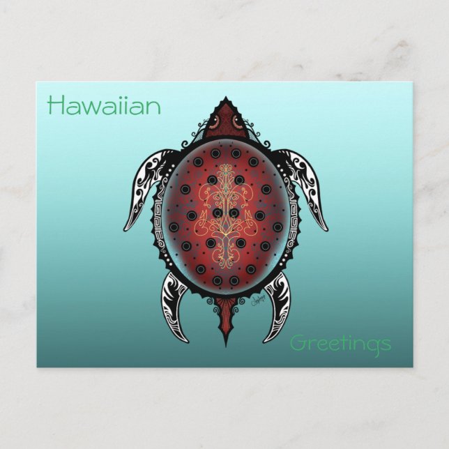 Fantasy Turtle Tattoo Postkarte (Vorderseite)