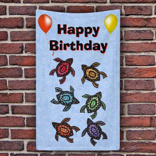 Fantasy Turtles Colored Muscheln Balloons Geburtst Banner