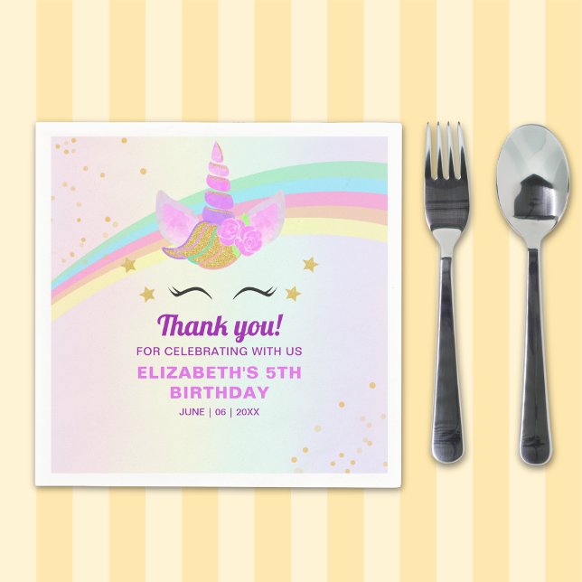 Fantasy Unicorn Birthday Girl Party Serviette (Von Creator hochgeladen)