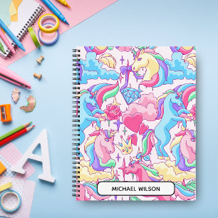 Fantasy Unicorn Cloud Kids Sketch/Praxis Custom Notizbuch