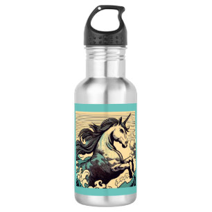 Fantasy Unicorn - Holzschnitt 3 Edelstahlflasche