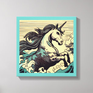 Fantasy Unicorn - Holzschnitt 3 Leinwanddruck