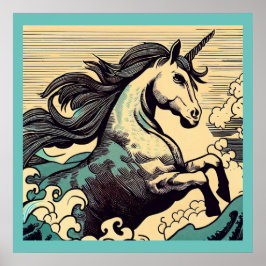 Fantasy Unicorn - Holzschnitt 3 Poster