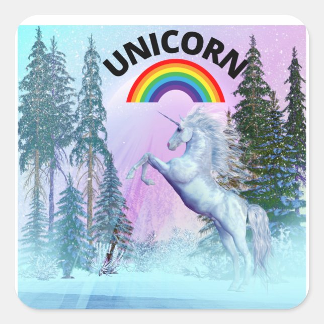 Fantasy Unicorn Horn Quadratischer Aufkleber (Vorderseite)