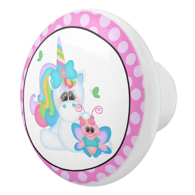 Fantasy Unicorn Mädchen Zimmerknopf Keramikknauf (Rechts)