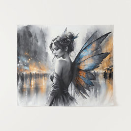 Fantasy urban Fee elegante Schönheitsfeuerlichter Wandteppich