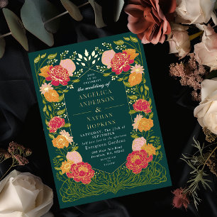 Fantasy-Verzauberter-Blumen-Garten-Hochzeit Folieneinladung