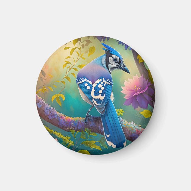 Fantasy-Vögel Blauhäher Magnet (Vorne)