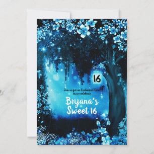 Fantasy-Wald Verzauberter blauer Wald Sweet 16 Einladung