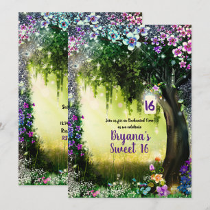 Fantasy-Wald Verzauberter Leuchtender Wald Süße 16 Einladung