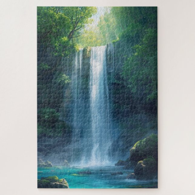 Fantasy-Wald-Wasserfall-Puzzle (Vertikal)