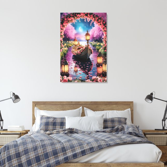 Fantasy Wasserfarbe Kunst des Lantern-Lit Verziert Leinwanddruck (Insitu (Schlafzimmer))
