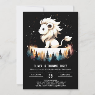 Fantasy Watercolor Lion Birthday Einladung