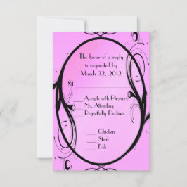 Fantasy Wedding Pink Menü Wahl RSVP Karte