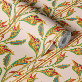 Fantasy Wein von rot, grün, goldfarben Blätter auf Tapete