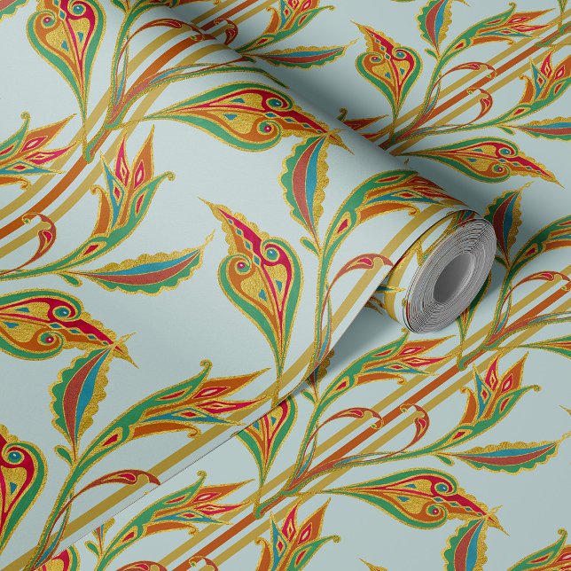 Fantasy-Weine aus goldroten Blätter auf Meerglas Tapete (Von Creator hochgeladen)