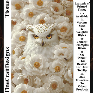 Fantasy Weiße Eule, Creme Pfingstrosen CY8 Decoupa Seidenpapier