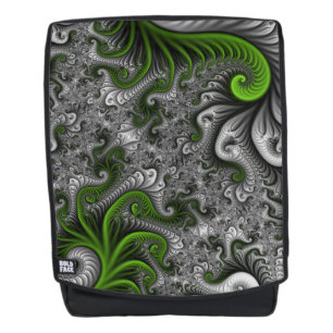 Fantasy-Welt Grüne und graue abstrakte Fraktalkuns Rucksack