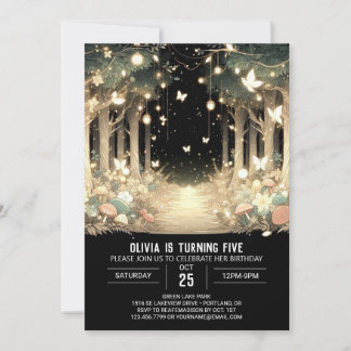 Fantasy Whimsical Woodland Digital Geburtstag Einladung