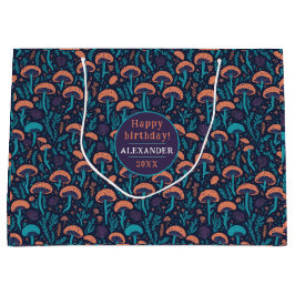 Fantasy Whimsical Woodland Lila Mushroom Muster Große Geschenktüte