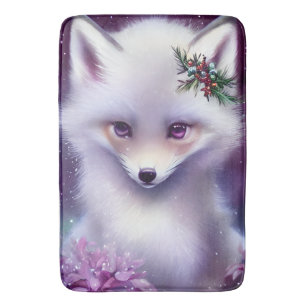 Fantasy White Baby Fox mit Lavendel Eyes Badematte
